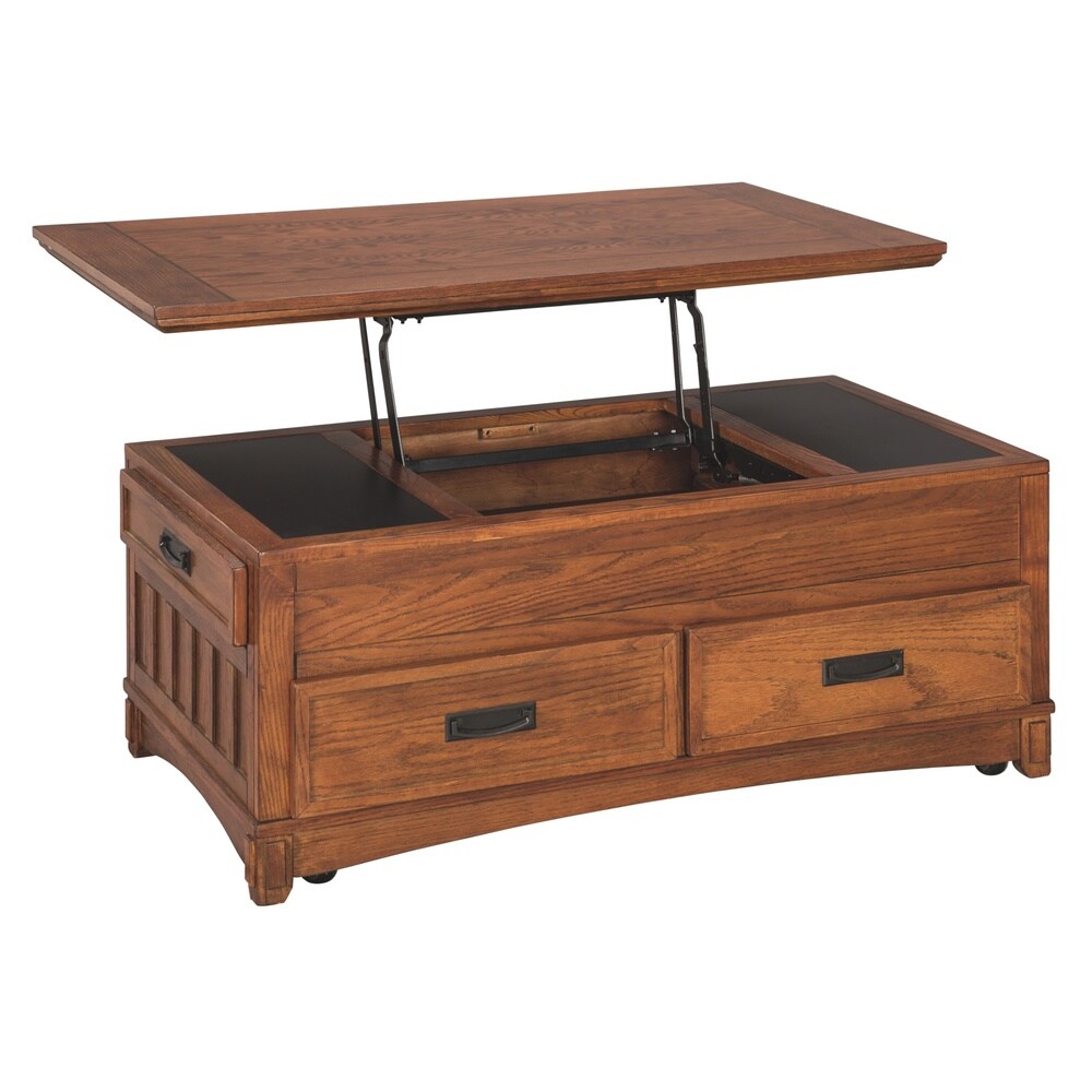 Cross Island Casual Lift Top Cocktail Table Medium Brown
