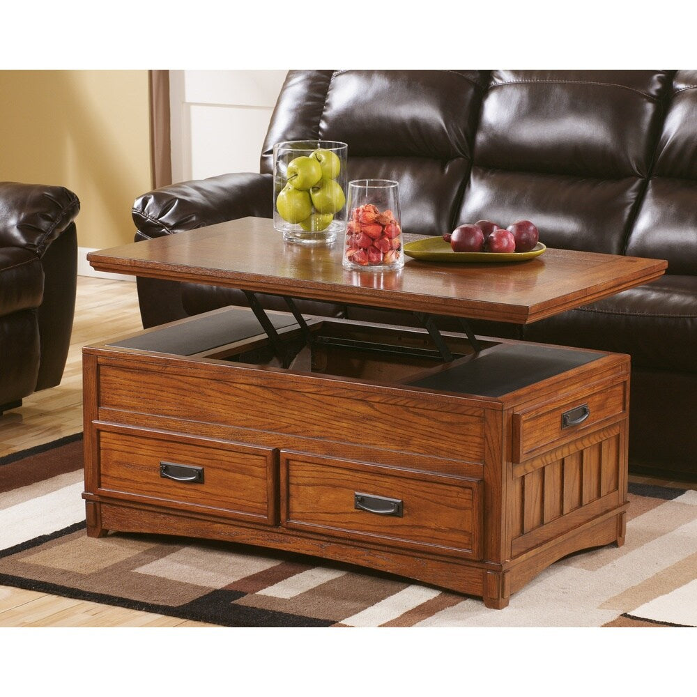 Cross Island Casual Lift Top Cocktail Table Medium Brown