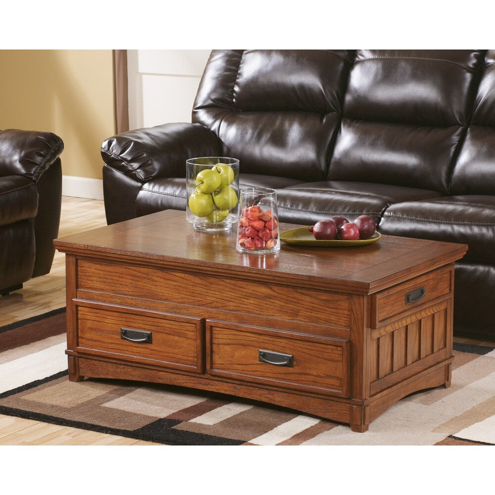 Cross Island Casual Lift Top Cocktail Table Medium Brown