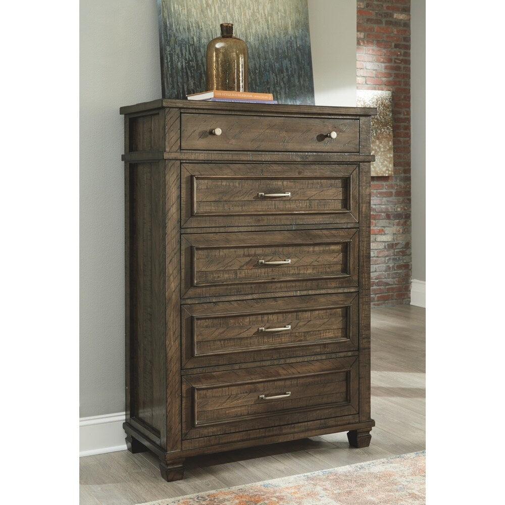 Darloni Five Drawer Chest - Casual Style - Grayish Brown