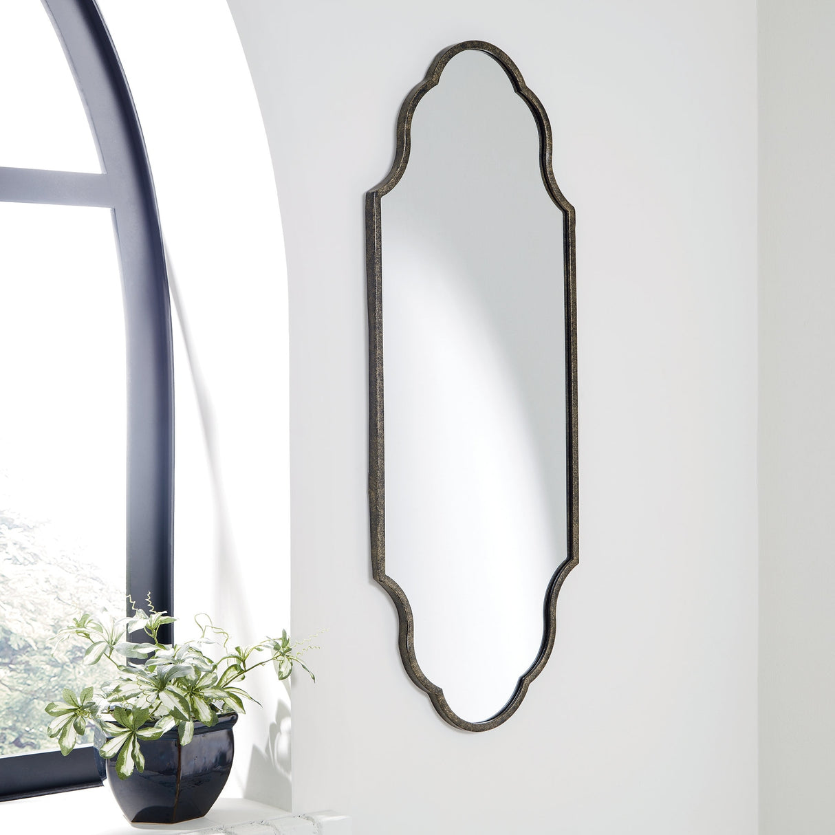 Signature Design by Ashley Hallgate Antique Gold Accent Mirror - 16"W x 1"D x 44"H