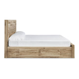 Signature Design by Ashley Hyanna Tan Brown Storage Bed with 2 Under Bed Storage Drawer