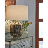 Signature Design by Ashley Jadstow Metallic/Gray Glass Table Lamp - 16"W x 16"D x 24"H