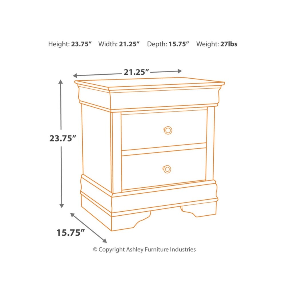 Jorstad Two Drawer Night Stand - Traditional Style - Gray