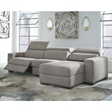 Signature Design by Ashley Mabton Gray 3-Piece Power Reclining Sectional - 118" W x 67.5" D x 31" H
