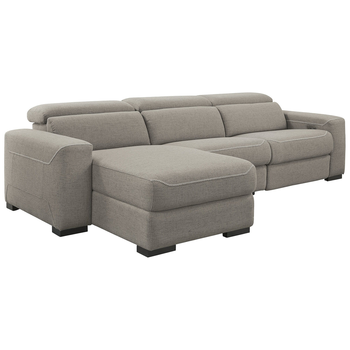 Signature Design by Ashley Mabton Gray 3-Piece Power Reclining Sectional - 118" W x 67.5" D x 31" H