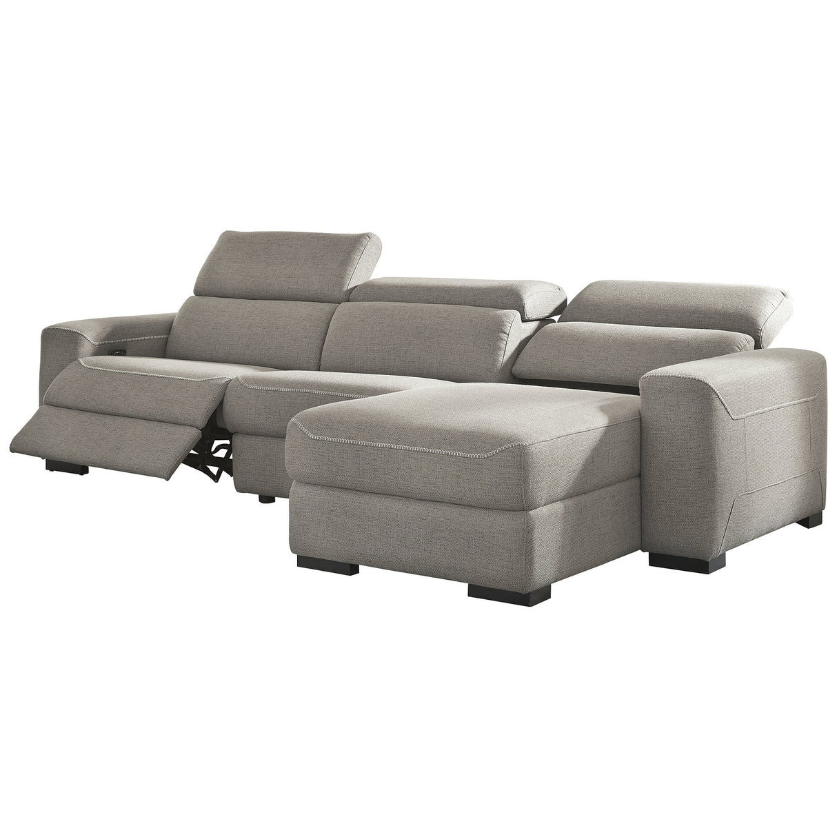 Signature Design by Ashley Mabton Gray 3-Piece Power Reclining Sectional - 118" W x 67.5" D x 31" H