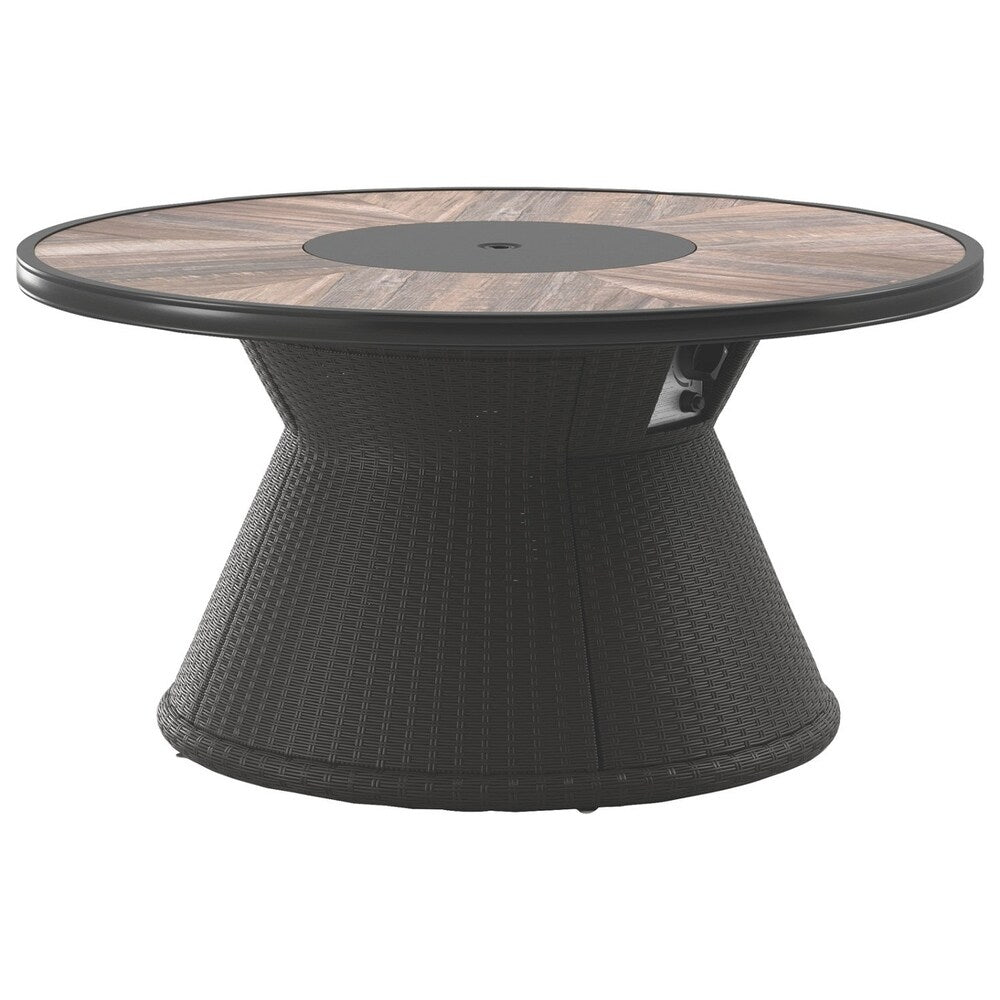 Marsh Creek Outdoor Round Fire Pit Table with Porcelain Top - Brown - 48"W x 48"D x 25"H