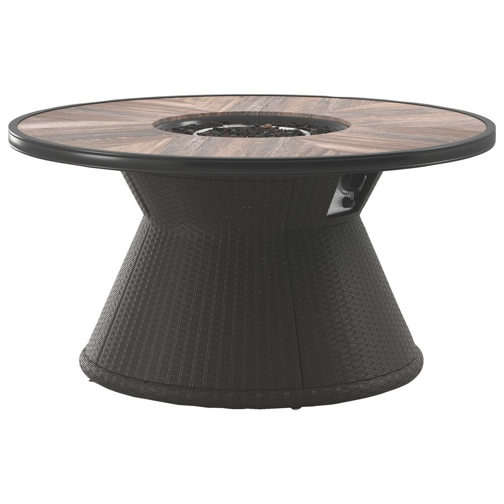 Marsh Creek Outdoor Round Fire Pit Table with Porcelain Top - Brown - 48"W x 48"D x 25"H