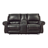Signature Design by Ashley Milhaven Black Reclining Loveseat with Console