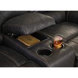 Signature Design by Ashley Milhaven Black Reclining Loveseat with Console