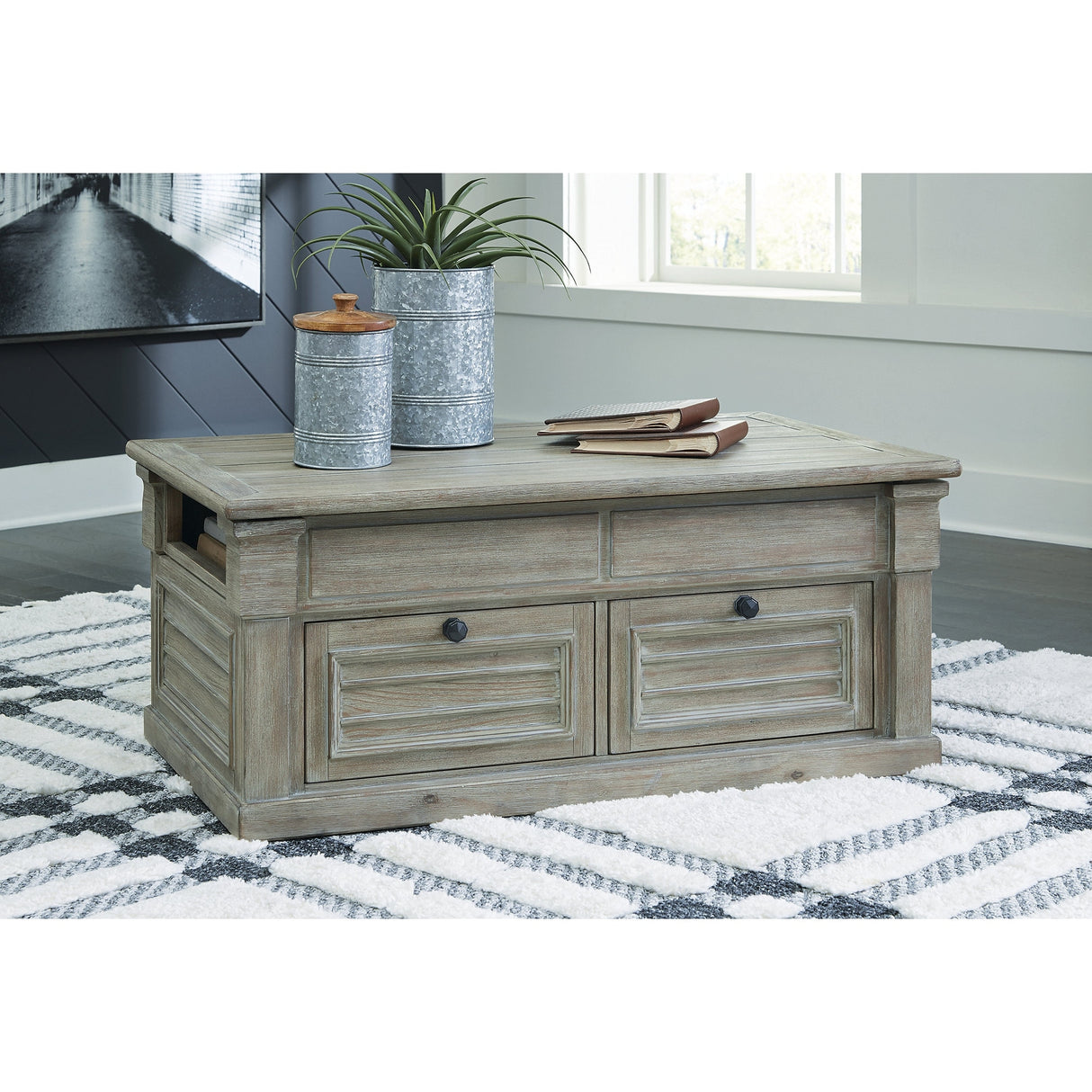 Signature Design by Ashley Moreshire Gray Lift Top Coffee Table - 46"W x 28"D x 20"H