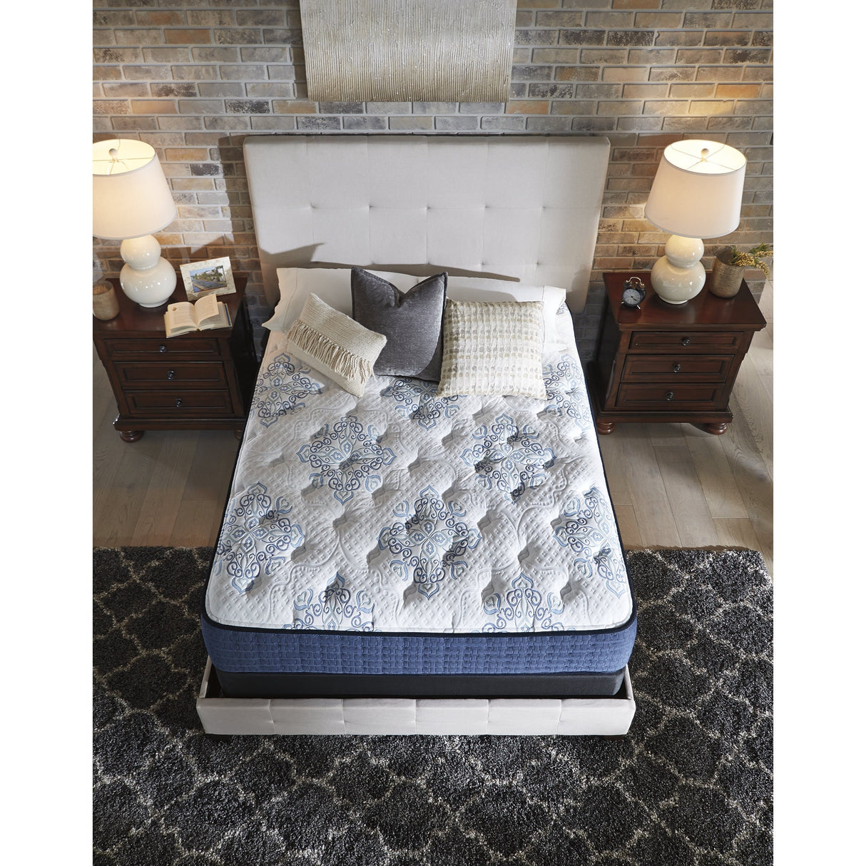 Signature Design by Ashley Mt Dana Firm White/Blue 2-Piece Mattress Package