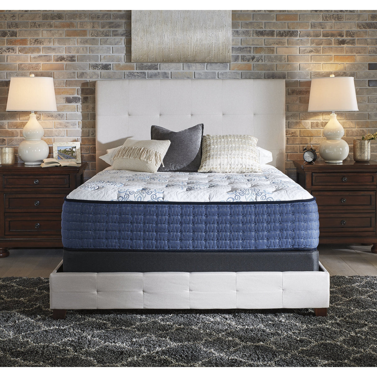 Signature Design by Ashley Mt Dana Firm White/Blue 2-Piece Mattress Package