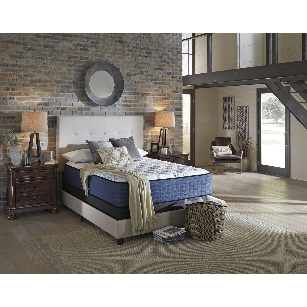 Signature Design by Ashley Mt Dana Plush White/Blue 2-Piece Mattress Package