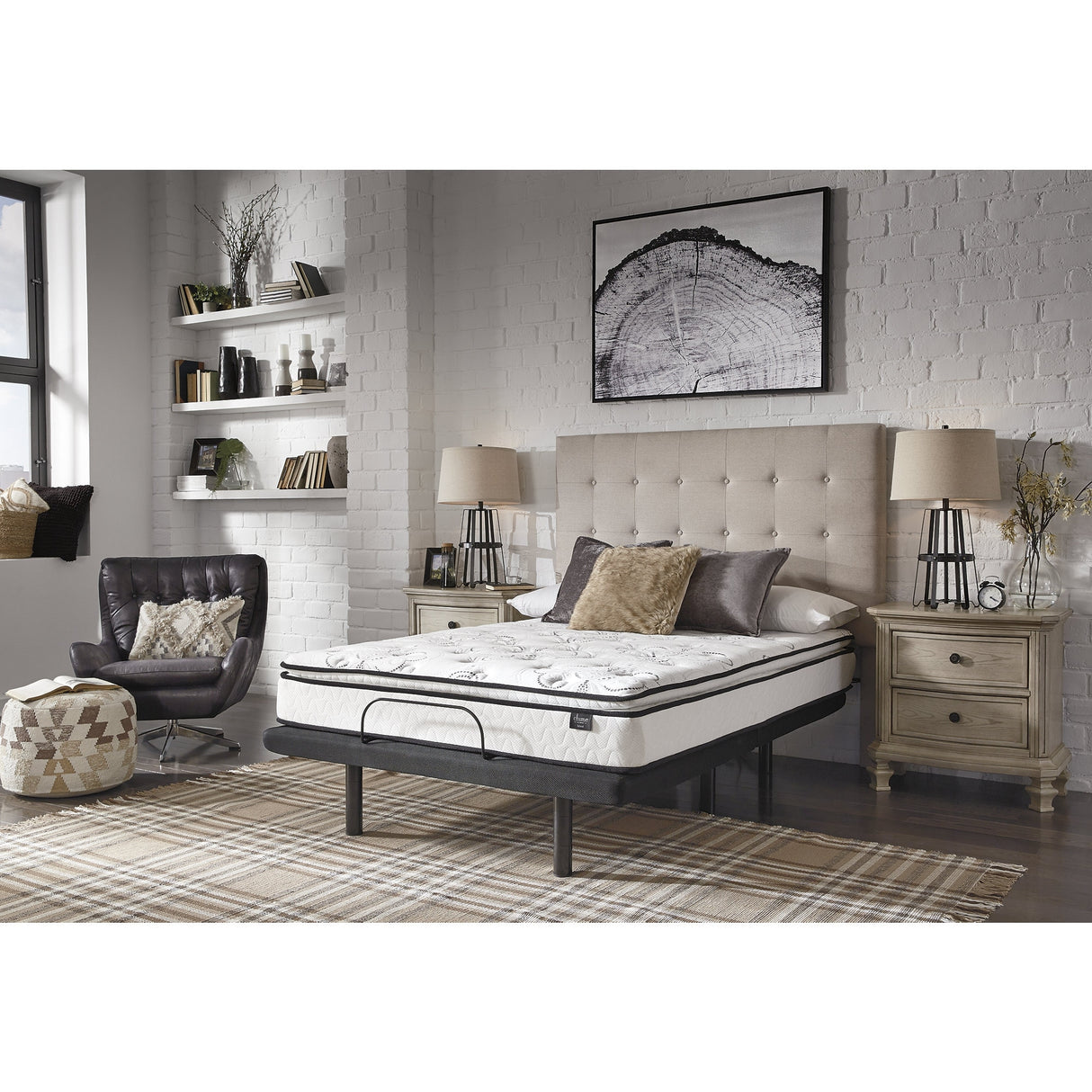 Signature Design by Ashley Mt Dana Plush White/Blue 2-Piece Mattress Package