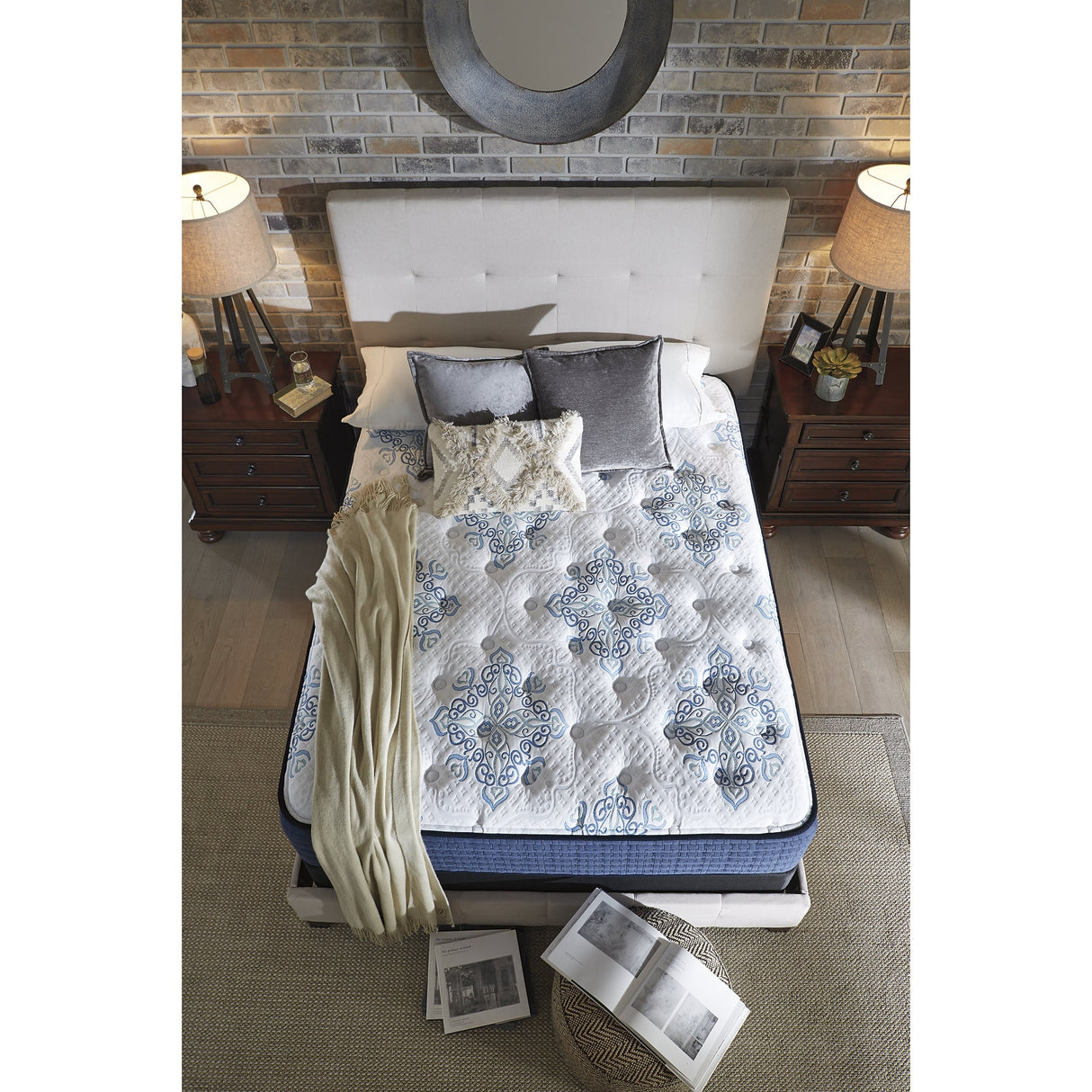 Signature Design by Ashley Mt Dana Plush White/Blue 2-Piece Mattress Package