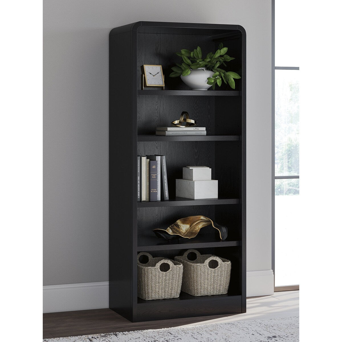 Signature Design by Ashley Rowanbeck Black 72" Bookcase - 30.25" W x 16" D x 72" H