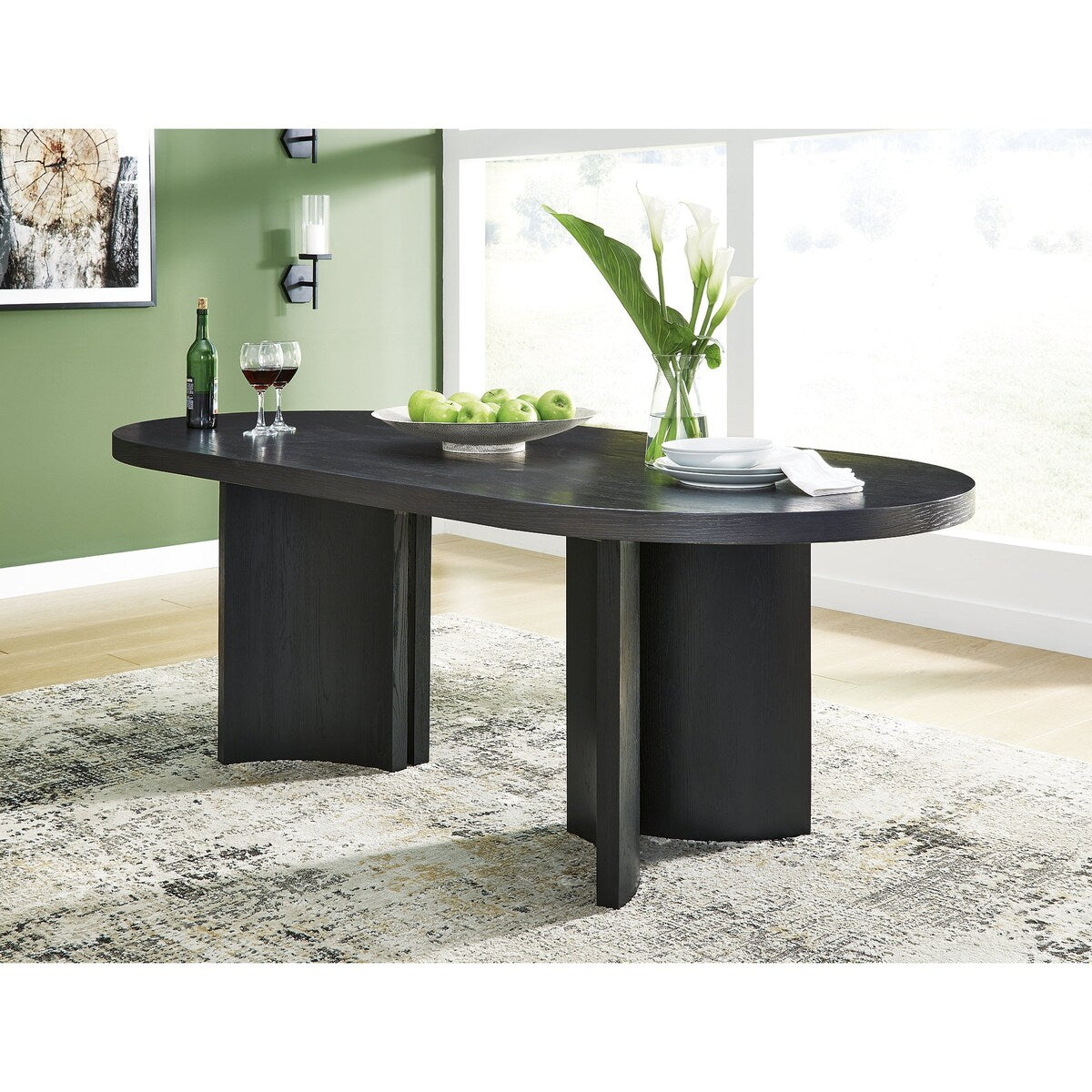 Signature Design by Ashley Rowanbeck Black Dining Table - 86.25" W x 42" D x 30.25" H