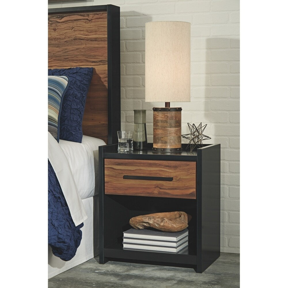 Stavani Black One Drawer Night Stand