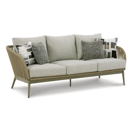 Signature Design by Ashley Swiss Valley Brown/Beige Outdoor Sofa with Cushion - 77"W x 33"D x 28"H