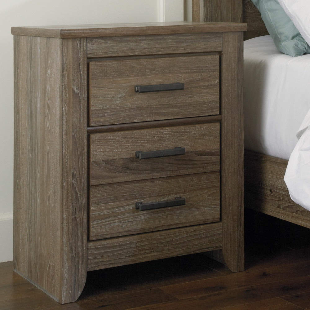 Zelen Two Drawer Grey Night Stand