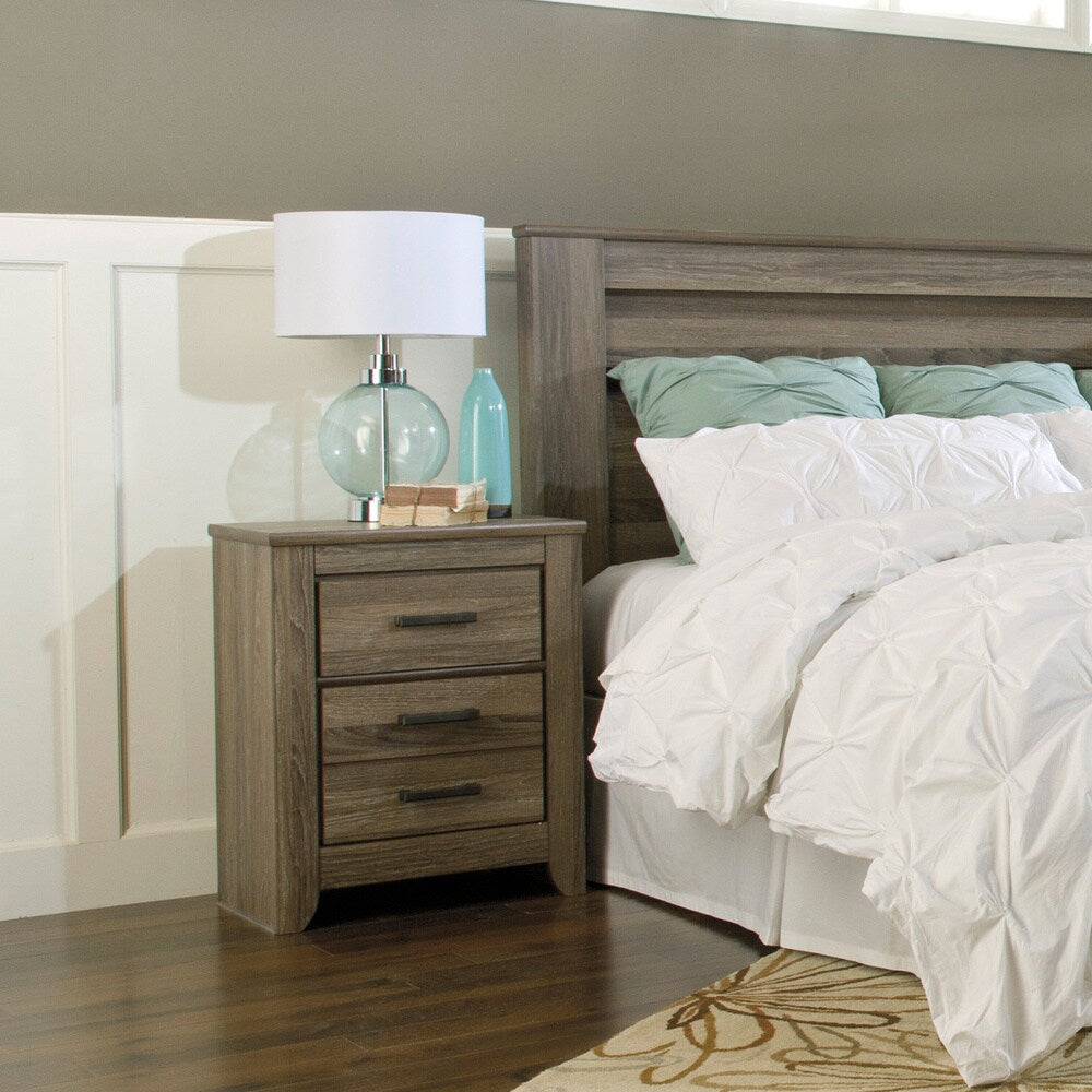 Zelen Two Drawer Grey Night Stand