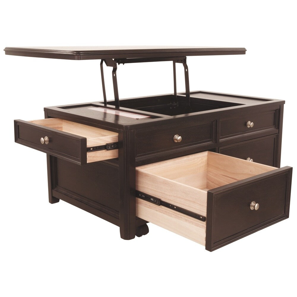 Carlyle Contemporary Lift Top Cocktail Table Almost Black