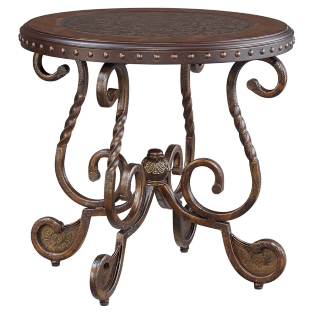 Signature Design by Ashley Rafferty Round Dark Brown End Table