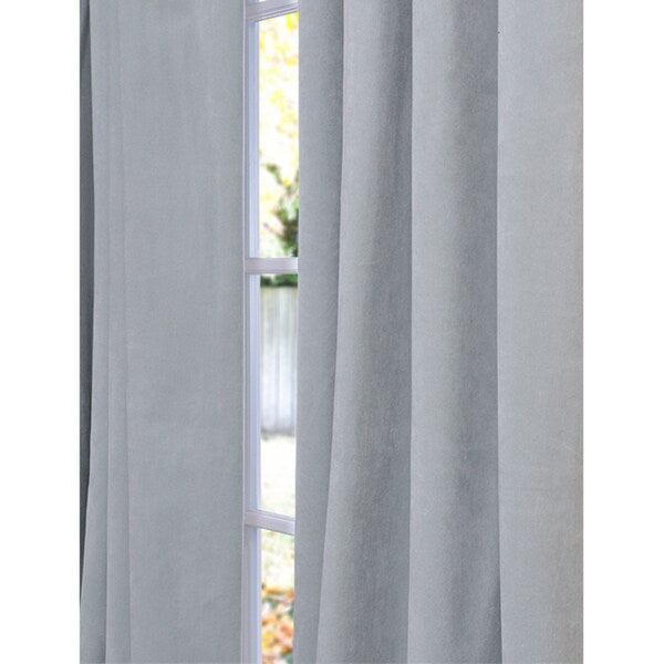 Exclusive Fabrics Signature Grey Blue Velvet 108-inch Blackout Curtain Panel - 50 X 108