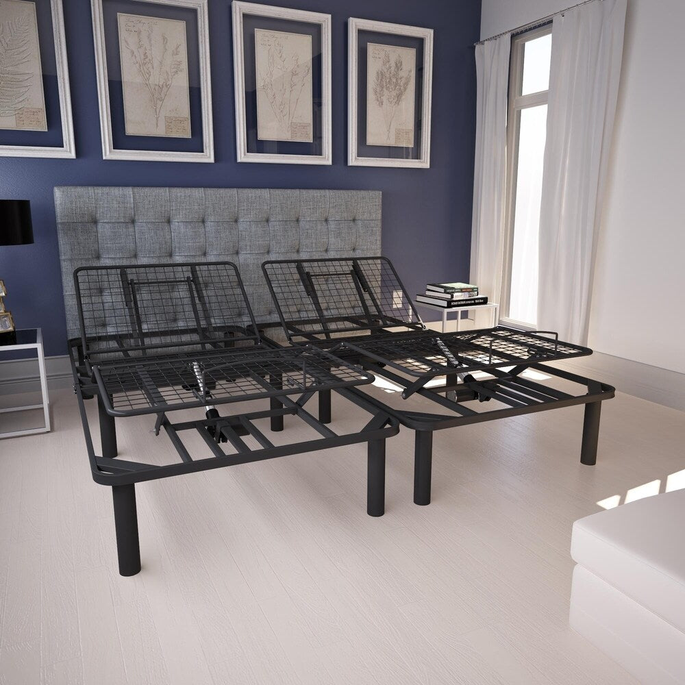 Signature Sleep Gold Power Adjustable Metal Bed/Foundation, Black Metal, Split King