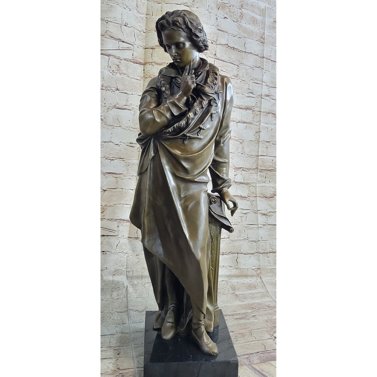 Signed Carrier Honoring Frederic Chopin Bronze Sculpture Statue Figure Figurine