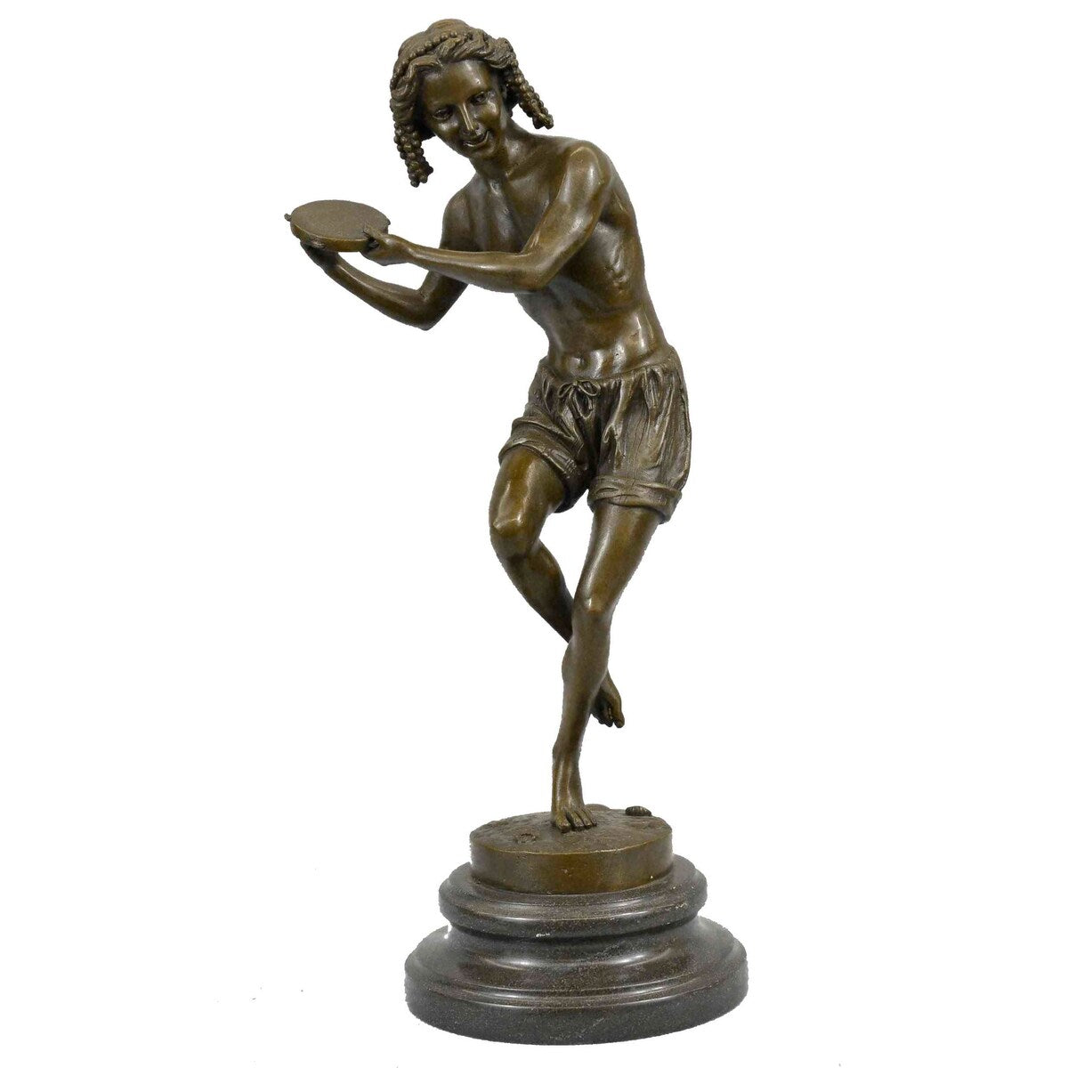 Signed Francois Duret Dancing Youth Bronze Sculpture Statue Figure Figurine Art