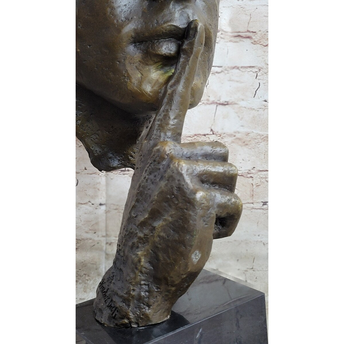 Signed Salvador Dali Abstract Man Hush Up Bronze Sculpture Modern Art Figurine