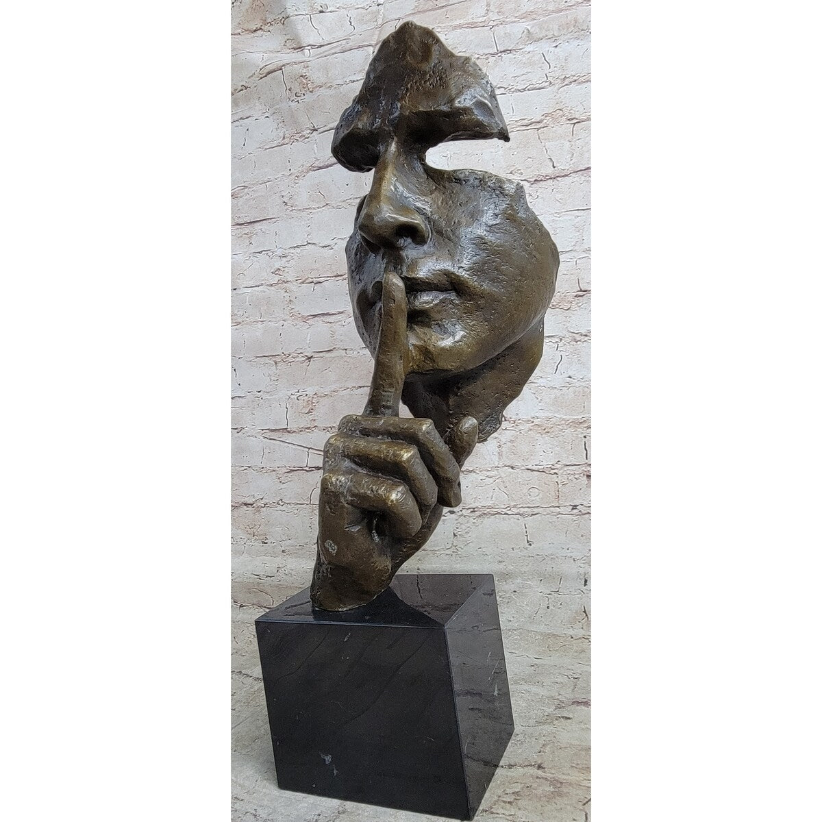 Signed Salvador Dali Abstract Man Hush Up Bronze Sculpture Modern Art Figurine
