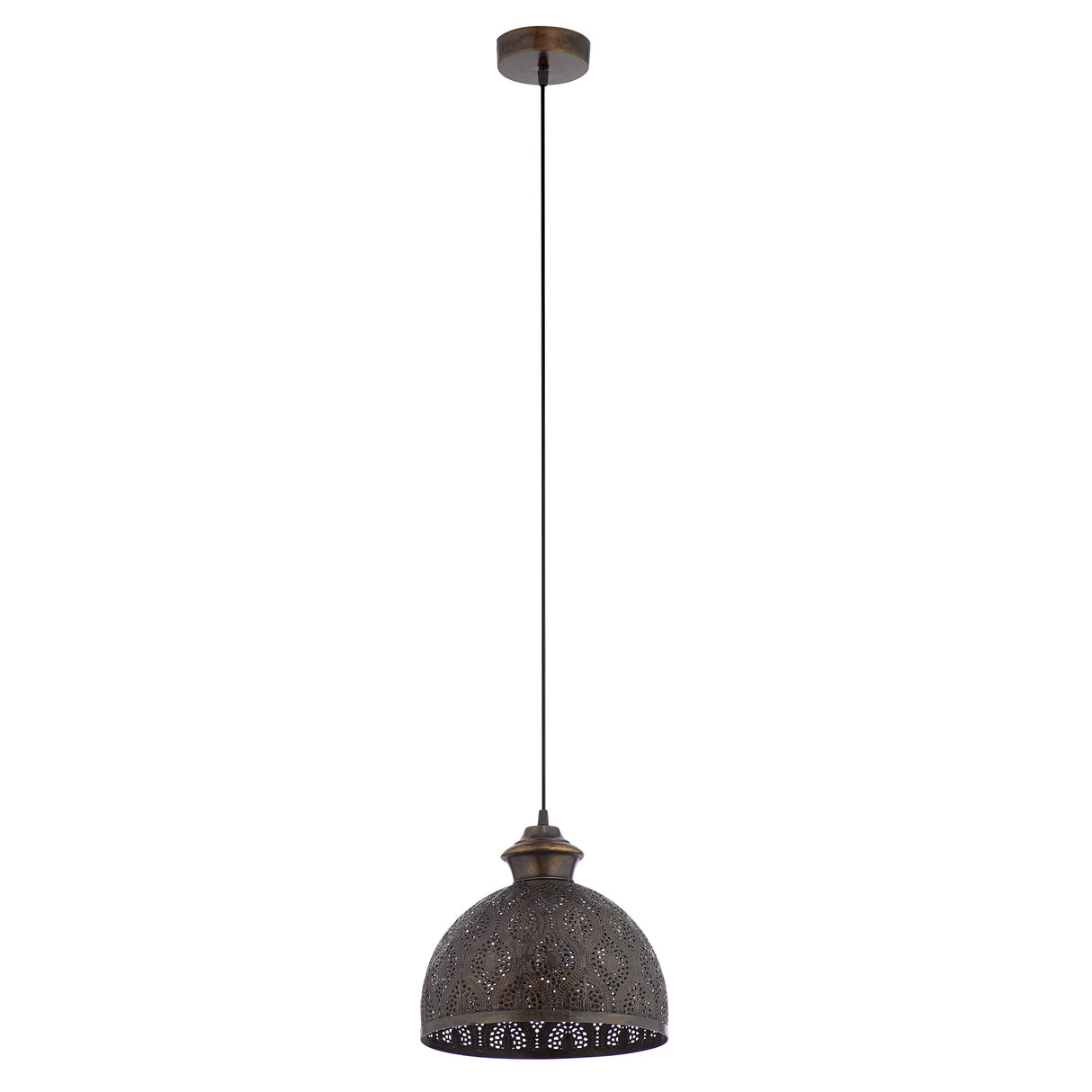 Sigrid River of Goods Antique Bronze Metal Bowl-Shade Pendant Lamp - 11" x 11" x 11.25/70.25"