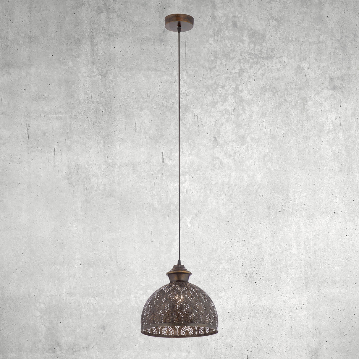 Sigrid River of Goods Antique Bronze Metal Bowl-Shade Pendant Lamp - 11" x 11" x 11.25/70.25"