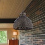 Sigrid River of Goods Antique Bronze Metal Bowl-Shade Pendant Lamp - 11" x 11" x 11.25/70.25"