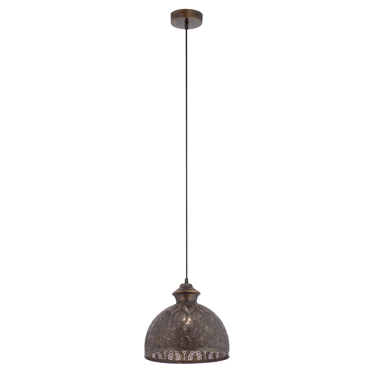 Sigrid River of Goods Antique Bronze Metal Bowl-Shade Pendant Lamp - 11" x 11" x 11.25/70.25"