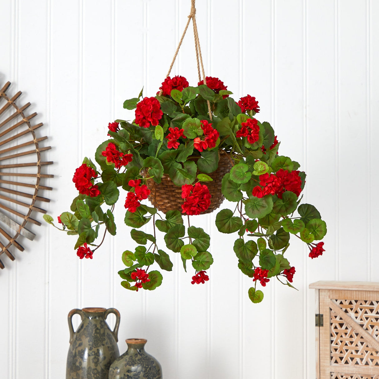 Silk Geranium Hanging Basket