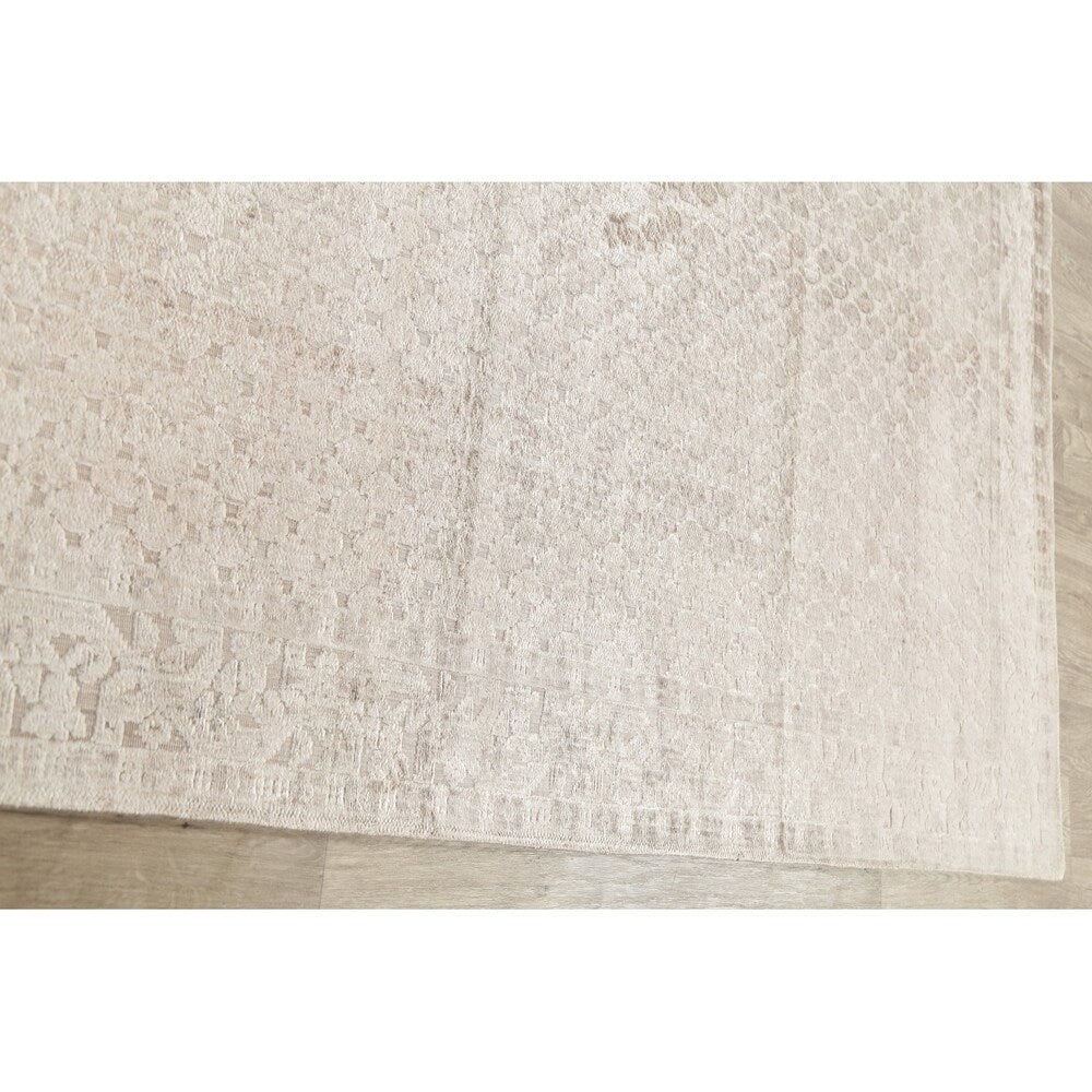 Silk Modern Geometric Oriental Area Rug Handmade All-Over Carpet - 7'8" x 9'9"