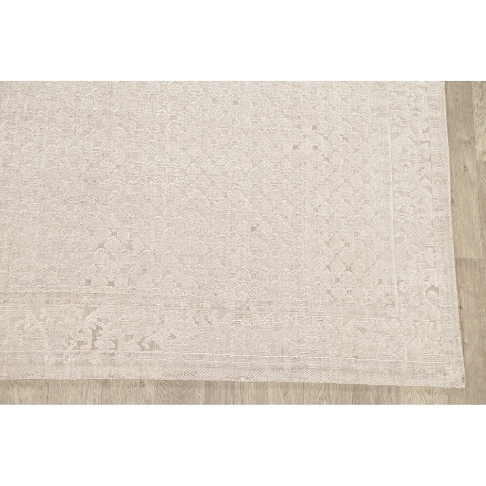 Silk Modern Geometric Oriental Area Rug Handmade All-Over Carpet - 7'8" x 9'9"