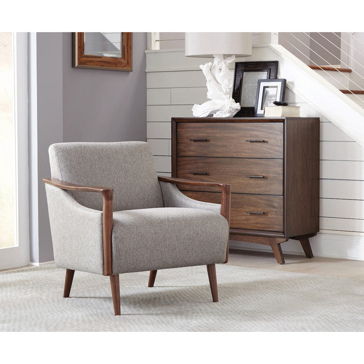 Sillen Grey and Brown Upholstered Accent Chair