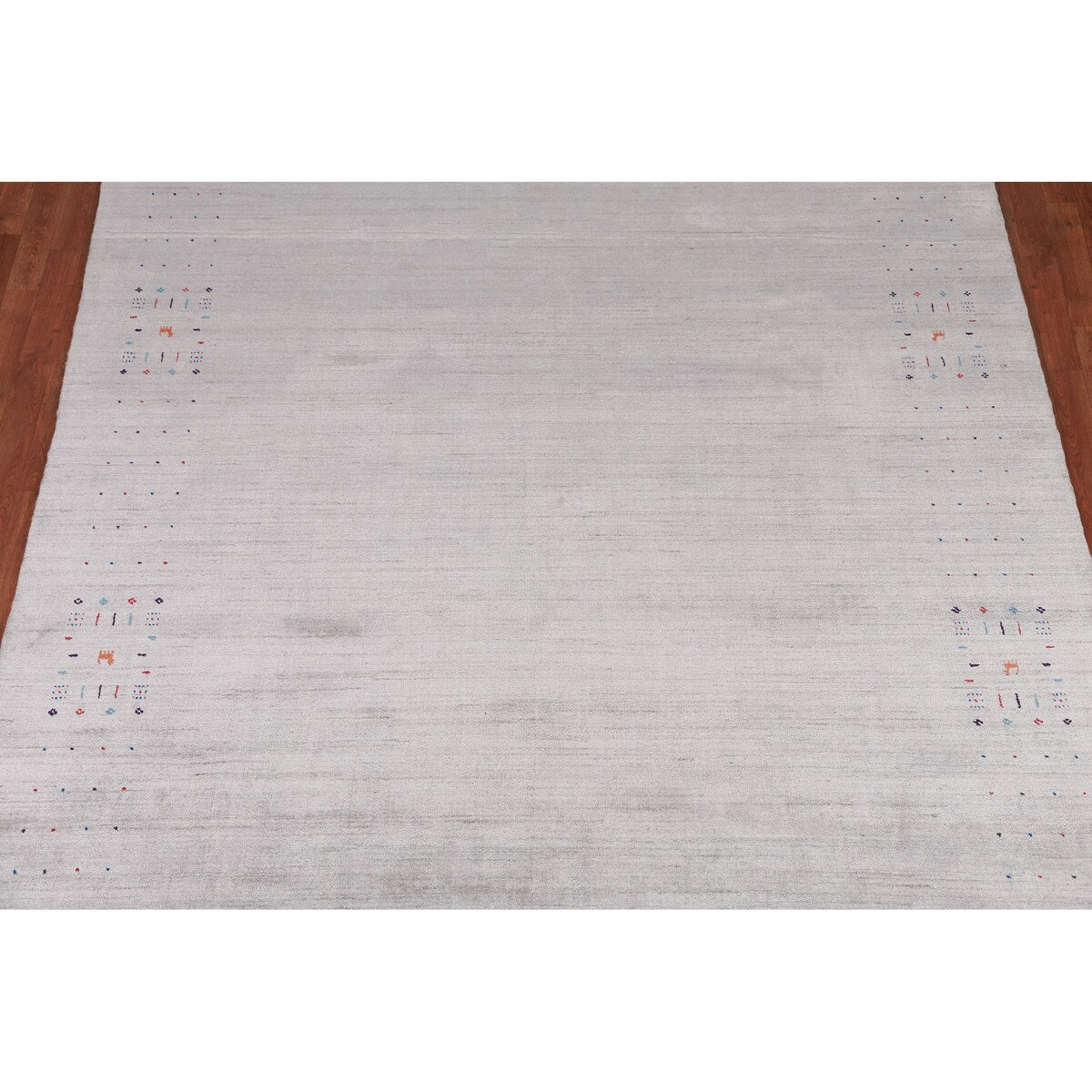 Silver / Gray Gabbeh Indian Area Rug Hand-Knotted Wool Carpet - 8'0" x 10'1"