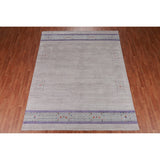 Silver / Gray Gabbeh Indian Area Rug Hand-Knotted Wool Carpet - 8'0" x 10'1"