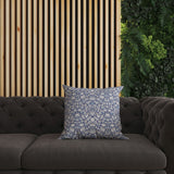 Silver And Blue Wildflower Lagoon Indoor/Outdoor Throw Pillow Zipper