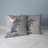Silver And Brown Bird with Umbrella Faux Suede Throw Pillow