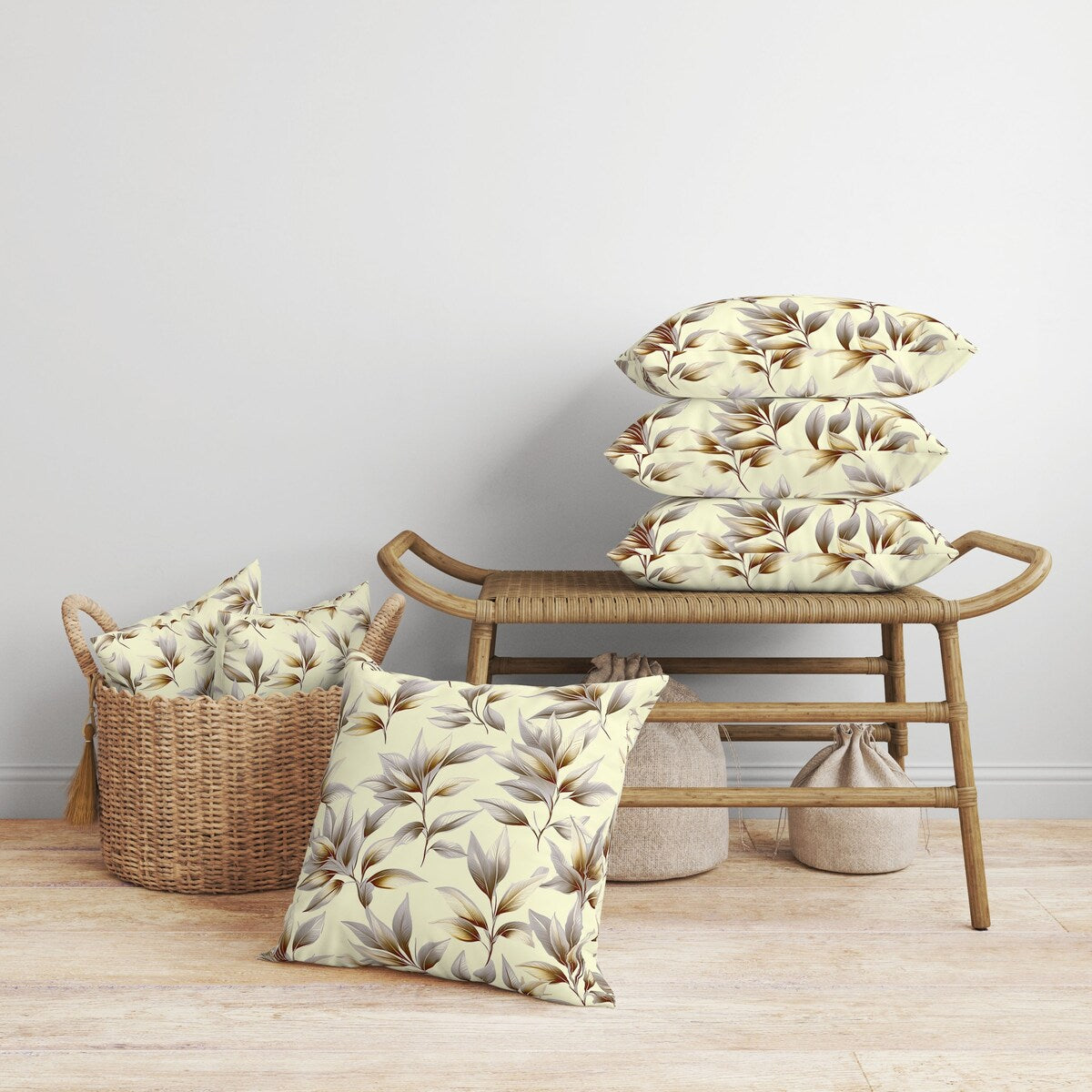 Silver And Gold Enchanted Leaflet Indoor/Outdoor Throw Pillow