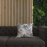 Silver And Rosy Starfish Sway Indoor/Outdoor Throw Pillow Zipper