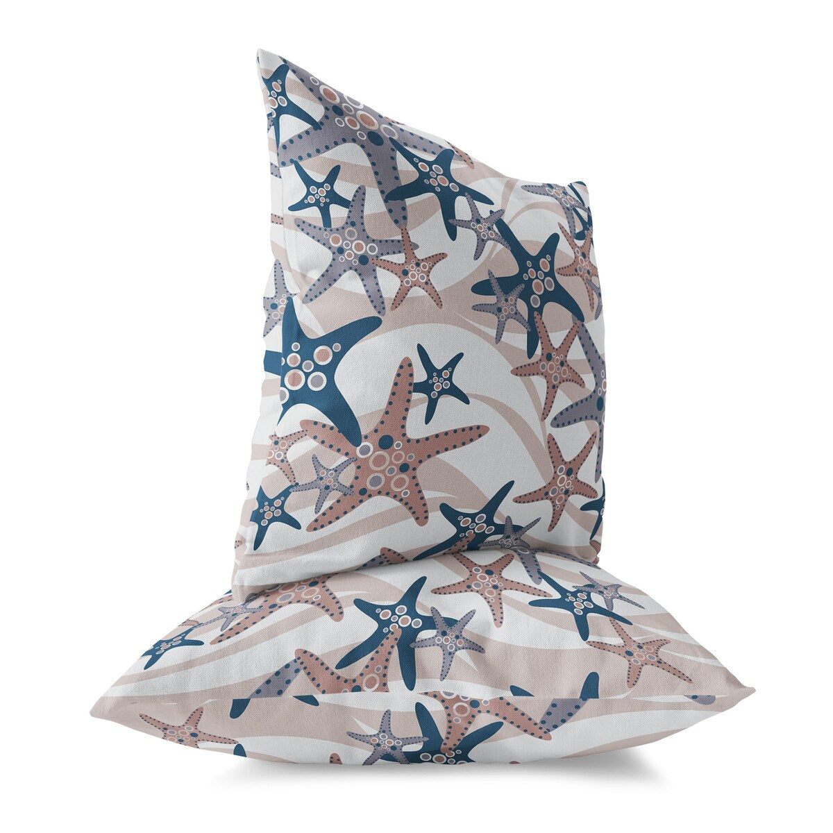 Silver And Rosy Starfish Sway Indoor/Outdoor Throw Pillow Zipper